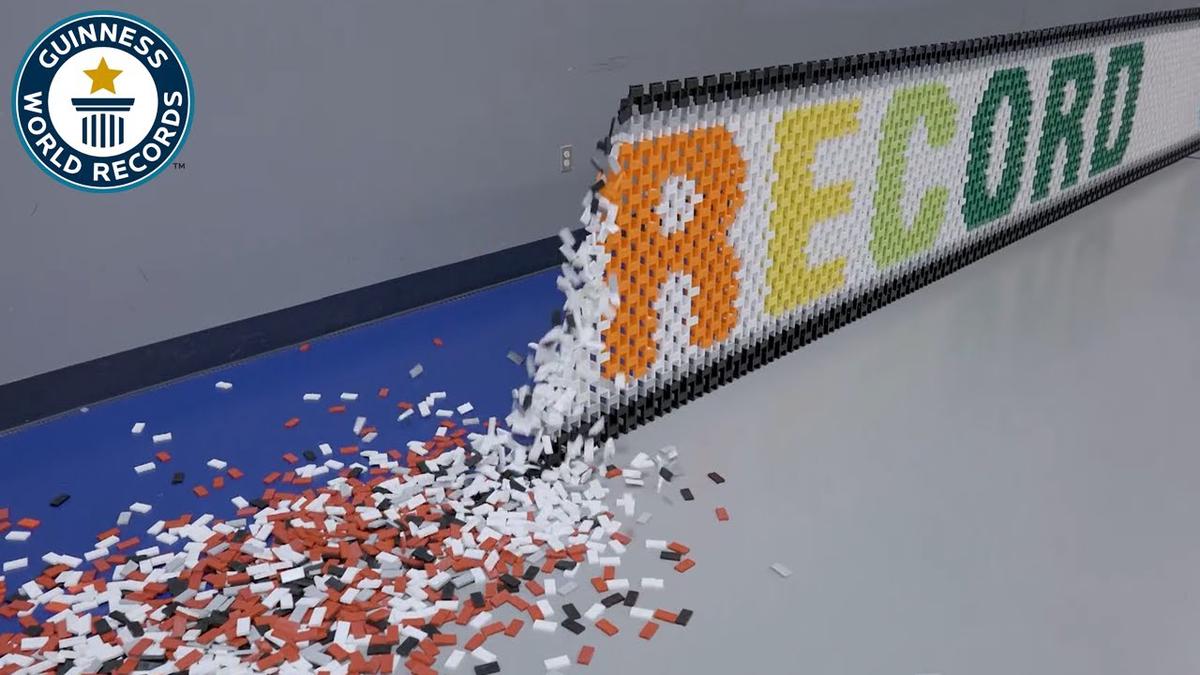 'Video thumbnail for Longest Domino Wall Topple - Guinness World Records'
