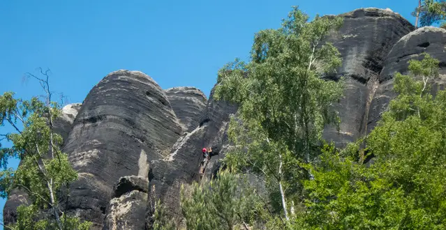 Climbers in the Elbe Sandstone Mountains