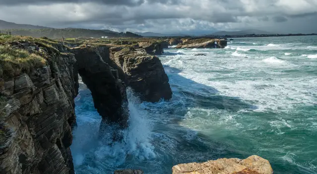 Cathedral Beach view from the cliff top at high tide