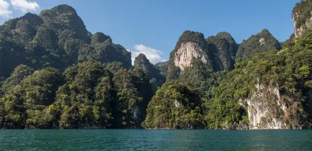 Beautiful limestone karst formations on the Cheow Lan Lake