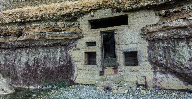 WWII bunker in Etretat accessible during low tide