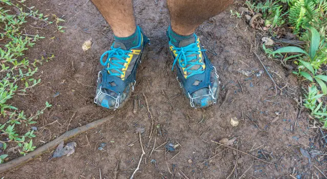 Crampons are essential for the hike through the Moanalua Valley