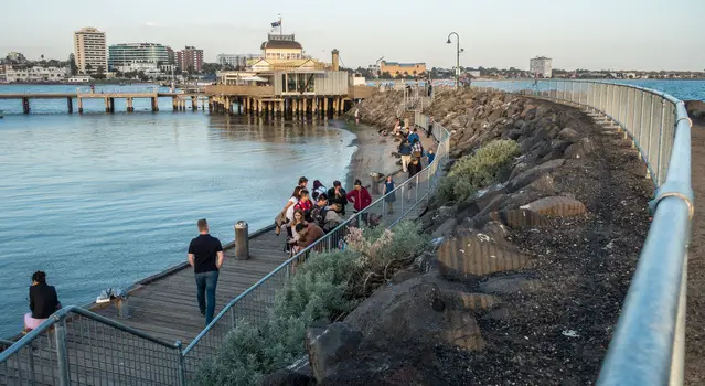 Boardwalk with barrier to protect the penguins at St. Kilda