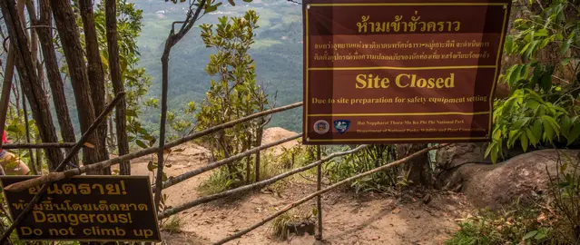 Famous rock tongue on the top of the summit is closed