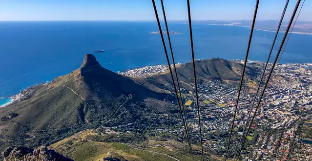 View from the cable car to Lion's Head and Signal Hill