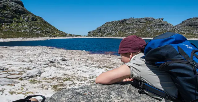 The dams on the Table Mountain Plateau - girl with hat to be protected from the sun