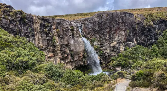 Taranaki Falls in the Tongariro National Park along the Northern Circuit.