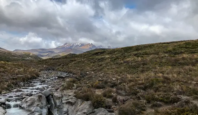 Tongariro in summer - view from the top of the Taranaki Falls