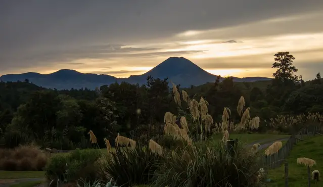 Mt Ngauruhoe view from the distance at sunset