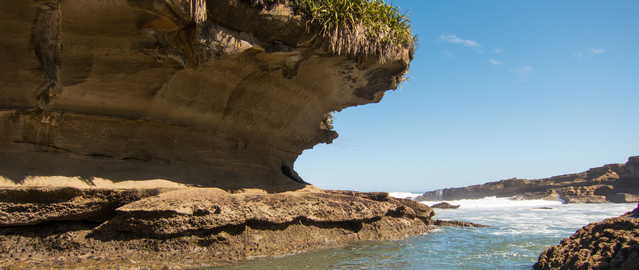 Overhanging Cliffs at Truman Beach part of the Paparoa National Park