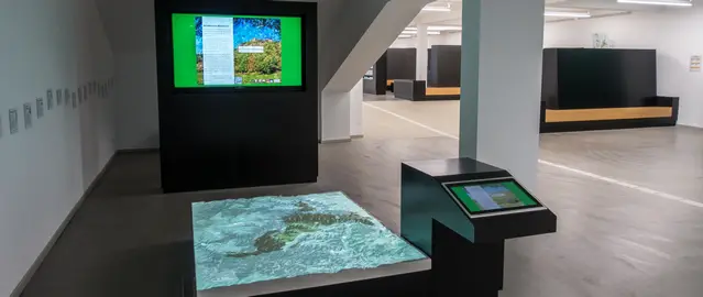 Information provided in different languages at the information center in Vogelsang