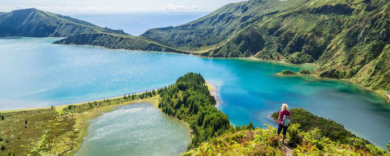 Lagoa do Fogo is a crater lake within the Agua de Pau Massif stratovolcano  in the center of the island of Sao Miguel in the Portuguese archipelago of  Stock Photo - Alamy