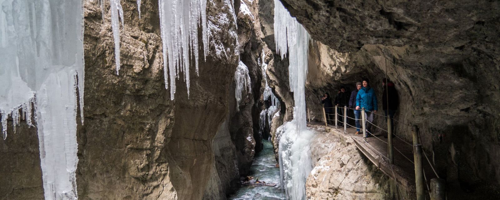 Partnachklamm in winter with icicles
