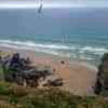 Bedruthan Steps view from the top to the left