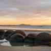 Moeraki Boulders at sunrise during low tide