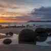 Moeraki Boulders at sunrise during low tide