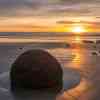 Moeraki Boulders at sunrise during low tide