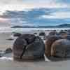 Moeraki Boulders at sunrise during low tide