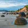 Moeraki Boulders at sunrise during low tide