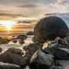 Moeraki Boulders at sunrise during low tide