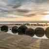 Moeraki Boulders at sunrise during low tide