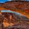 Mesa Arch with snow in winter at sunrise