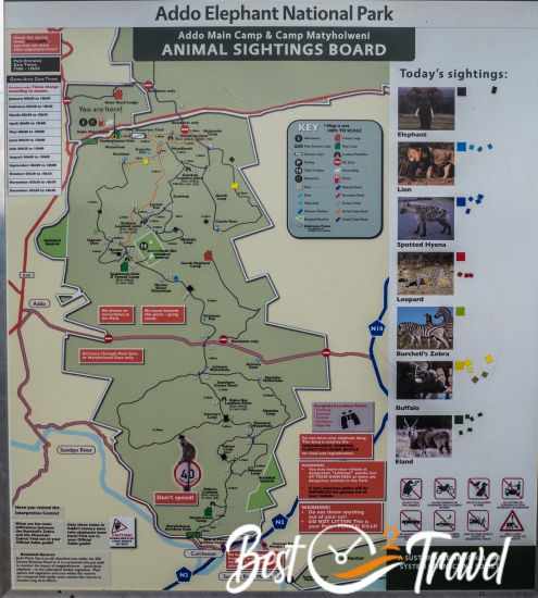 Addo Elephant sighting map