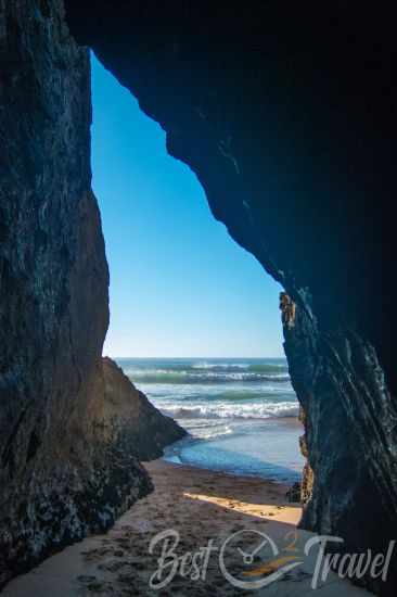 A look out of one of the caves at Adraga