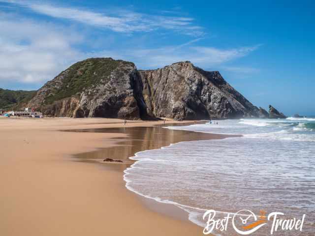 Adraga and its spectacular rock formations at low tide