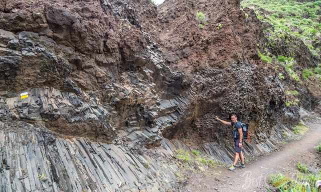 Basalt rock formation like pipes on the track from Afur