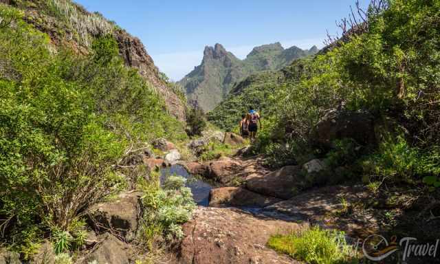 The narrow hiking path in the spectacular barranco