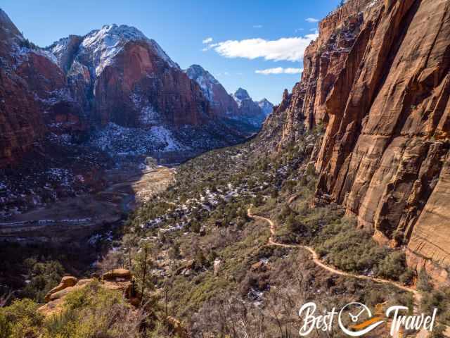 View to Zion Canyon and the Scenic Drive from higher elevations.