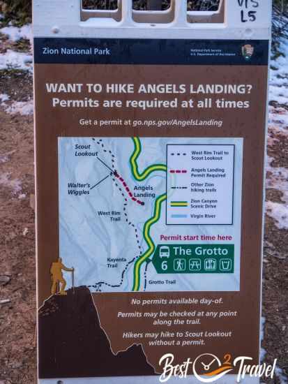 Information panel about the trail and the required permit.