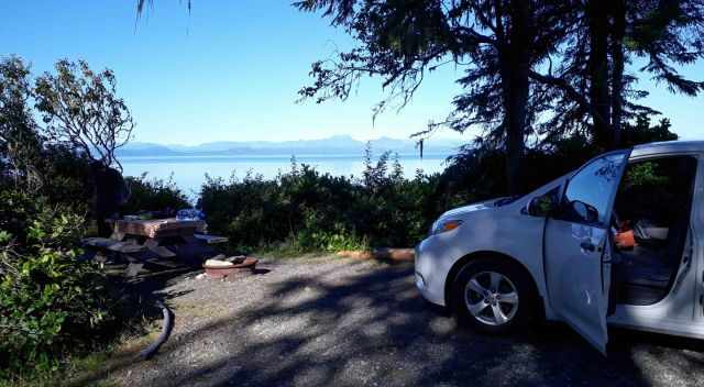 Our campsite next to the beach