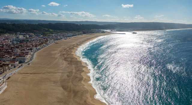 Nazare south beach on a sunny day.