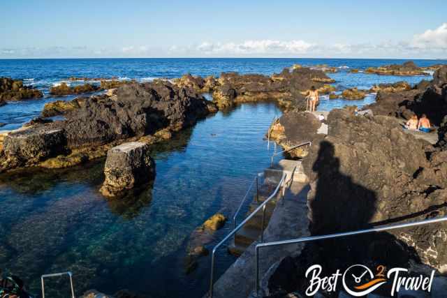 Biscoitos natural pools and visitors late afternoon.