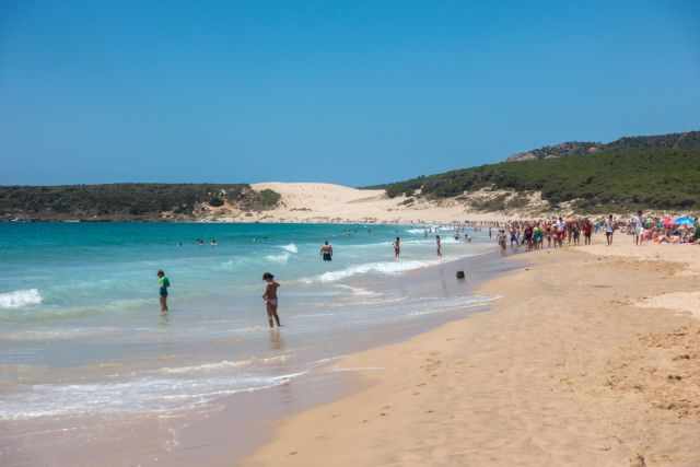 Bolonia Beach on a sunny day.