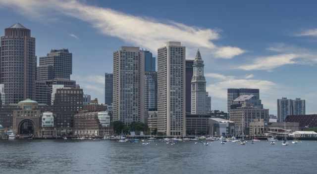 Boston Harbour and aquarium to the right