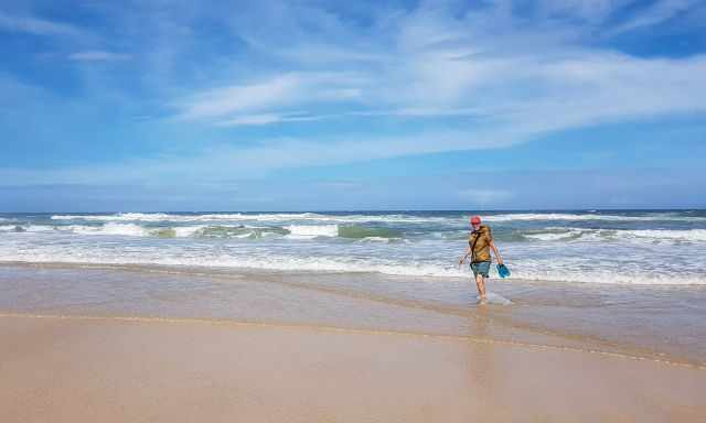 Me at Brighton Beach walking through the water