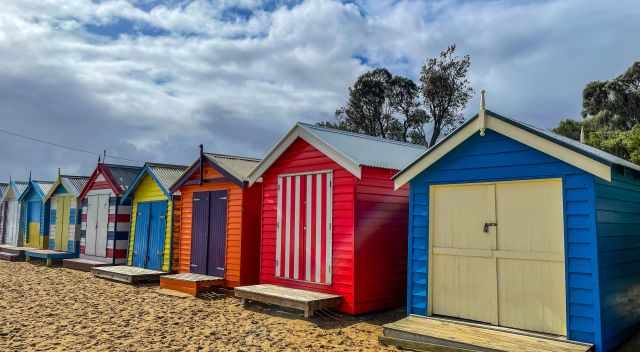 All beach huts are colourful