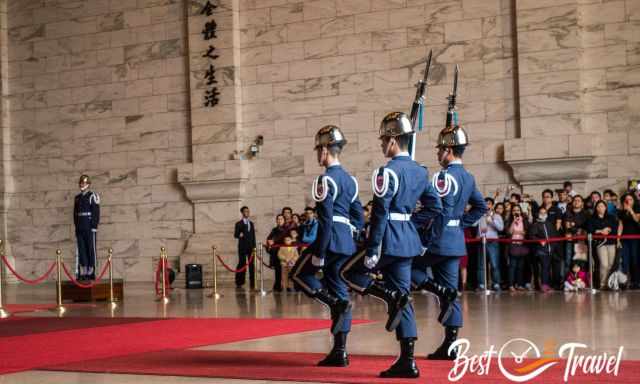 The changing of the guard at the beginning.