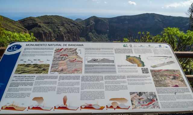 Information Board about the volcanic eruptions and how Bandama was developed.