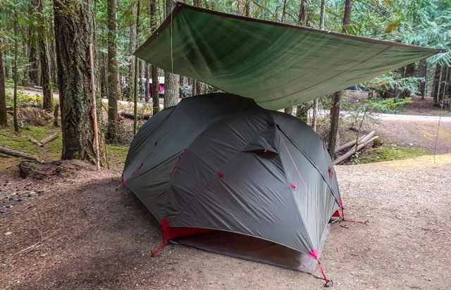 Tent in the forest on Johnston Campground