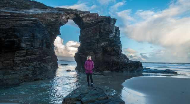 Me on the Cathedral Beach in front of the first arch at low tide