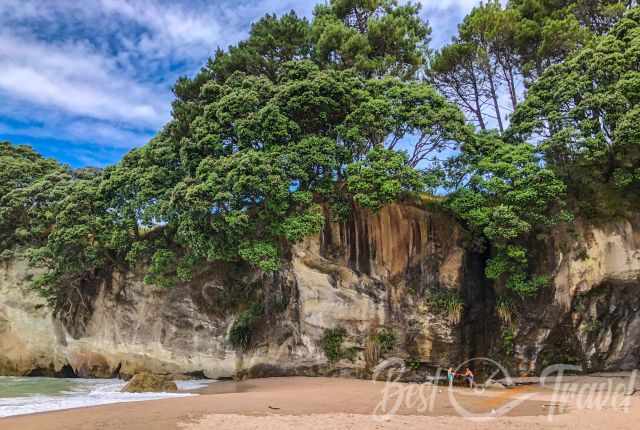 Cathedral Cove stretches into the sea