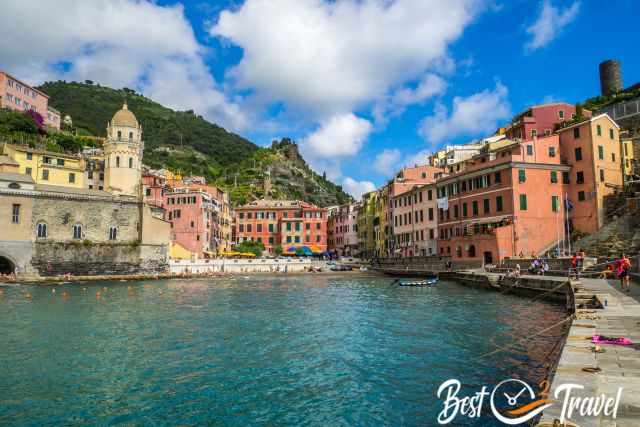 Vernazza - view from the harbour to the village.