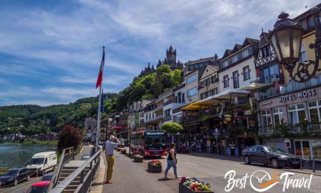 View from Moselle and Cochem up to Cochem Castle