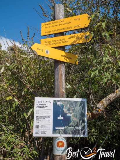 Trail signs and map along the trail.