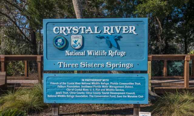 The Crystal River - Three Sisters Springs Park Sign
