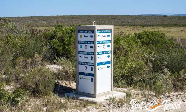 Road directions signs in the De Hoop